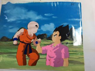 Dragon Ball Z Anime Production Cel Douga Background Vegeta Pink Shirt Krillin