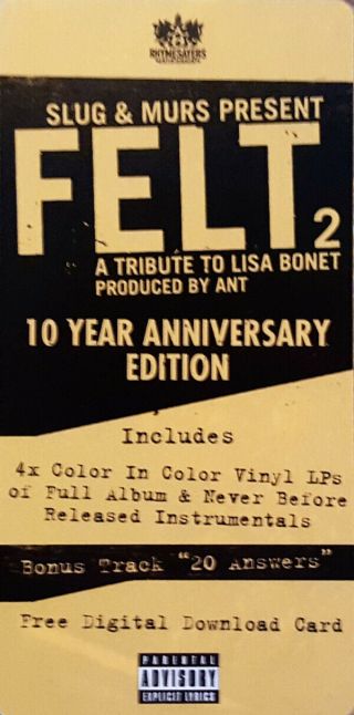 Felt 2 Tribute To Lisa Bonet 4x LP Colored Vinyl SLUG MURS w/ instrumentals 3