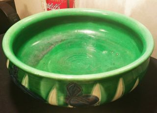IRIS IKEBANA arts crafts awaji pottery bowl antique japanese nouveau vtg flower 5