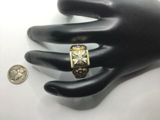 Vintage Men’s 14k Yellow Gold And 0.  13 Ctw Diamond Elks Ring Size 12.  75,  12.  5 Gr