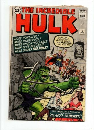 Incredible Hulk 5 Vintage Marvel Comic Key 1st Tyrannus Silver Age 12c