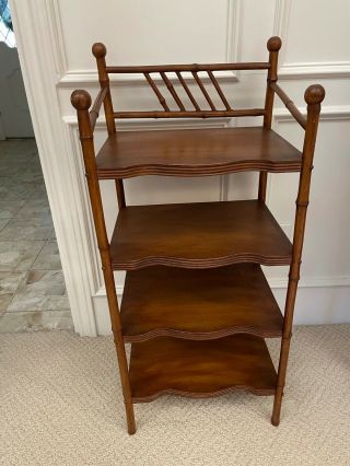 Antique Vintage Bamboo Bookcase Etagere 4 Shelf Stand