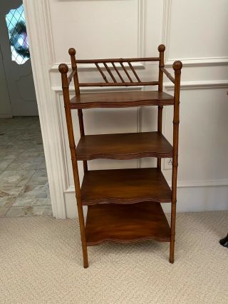 ANTIQUE VINTAGE BAMBOO BOOKCASE ETAGERE 4 SHELF STAND 2