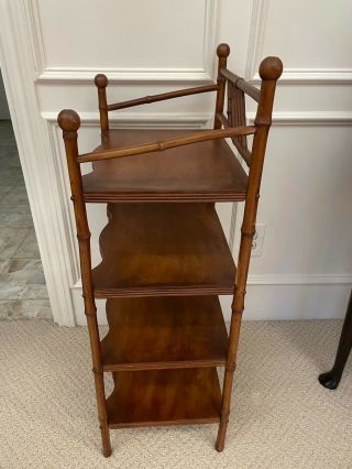 ANTIQUE VINTAGE BAMBOO BOOKCASE ETAGERE 4 SHELF STAND 3