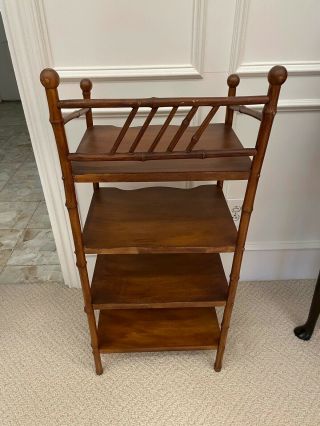 ANTIQUE VINTAGE BAMBOO BOOKCASE ETAGERE 4 SHELF STAND 4