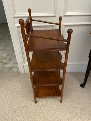 ANTIQUE VINTAGE BAMBOO BOOKCASE ETAGERE 4 SHELF STAND 5
