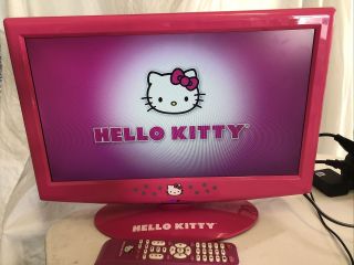 Rare Hello Kitty Kt2219 19 Inch Flat Screen Lcd Tv Pink With Matching Remote