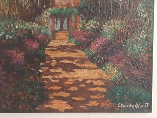 CLAUDE MONET VINTAGE HANDMADE OIL PAINTING ON CANVAS,  SIGNED,  W/GALLERY STAMPS 3
