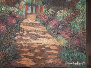 CLAUDE MONET VINTAGE HANDMADE OIL PAINTING ON CANVAS,  SIGNED,  W/GALLERY STAMPS 6