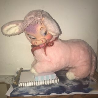 Rushton Pink Cow Rubber Face Plush Stuffed Animal 13” Rare vintage 2