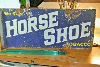 HORSE SHOE TOBACCO VINTAGE TWO - SIDED PORCELAIN FLANGE SIGN - EXTREMELY RARE 2