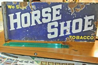 HORSE SHOE TOBACCO VINTAGE TWO - SIDED PORCELAIN FLANGE SIGN - EXTREMELY RARE 3