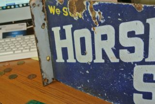 HORSE SHOE TOBACCO VINTAGE TWO - SIDED PORCELAIN FLANGE SIGN - EXTREMELY RARE 4