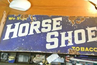 HORSE SHOE TOBACCO VINTAGE TWO - SIDED PORCELAIN FLANGE SIGN - EXTREMELY RARE 5