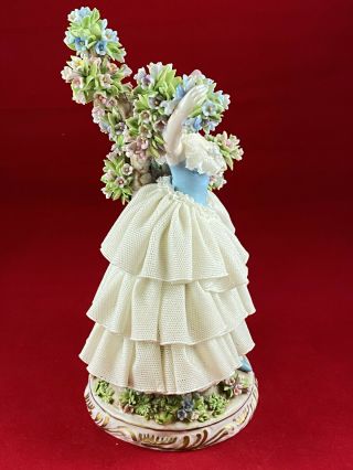 Exquisite Very Rare Vintage Luigi Fabris Lace Figurine Woman with Blooming Tree. 3