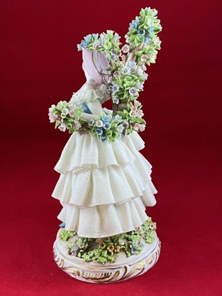 Exquisite Very Rare Vintage Luigi Fabris Lace Figurine Woman with Blooming Tree. 4