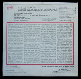 Wieniawski / Glazunov: Violin Concertos - Ida Haendel Supraphon SUA 10687 LP 2