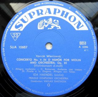 Wieniawski / Glazunov: Violin Concertos - Ida Haendel Supraphon SUA 10687 LP 3