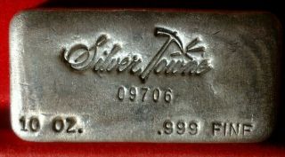 Silvertowne 10 Oz Poured.  999 Silver Bar - 09706 Vintage