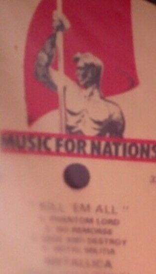 Metallica Kill ' Em All Vinyl 1983 Music For Nations France MFN 7 3