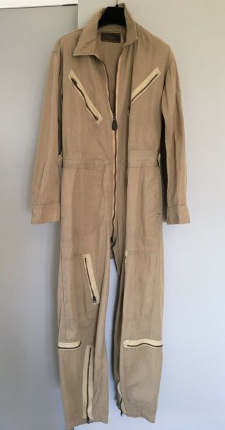 Wwii 1940’s Vintage Khaki Brown Cotton American Flying Suit Sz Med.