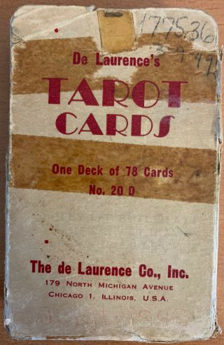 De Laurence’s Tarot Cards No.  20 D.  78 Card Deck.  Vintage Orange Colored