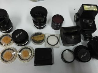Vintage 2x Nikon F2 Cameras w/ Multiple Lens & Acessories & Bag Bundle.  GreatLOT 3