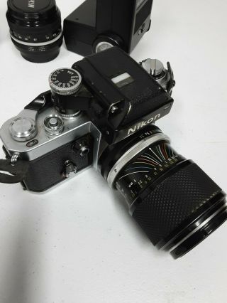Vintage 2x Nikon F2 Cameras w/ Multiple Lens & Acessories & Bag Bundle.  GreatLOT 6