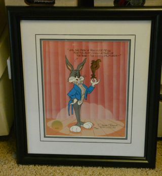 Chuck Jones Signed Animation Cel Bugs Bunny Pepe Le Pew Framed Pewlitzer