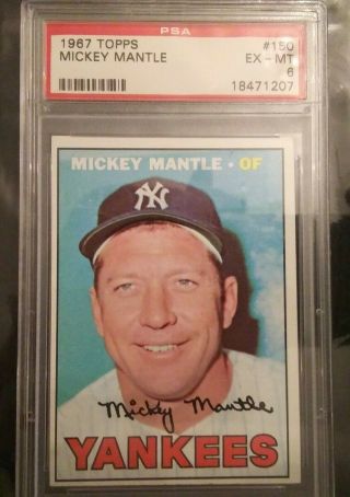 Mickey Mantle Vintage 1967 Topps Card 150 Ny Yankees Psa 6 Exmt