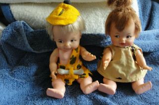 Vintage Flintstones Pebbles And Bam Bam Dolls 1960 