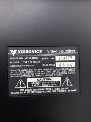 Vtg Videonics Video Equalizer Model VE - 1 NTSC & - 5