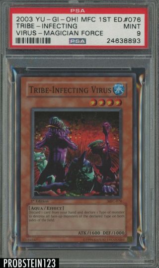 2003 Yu - Gi - Oh Mfc 1st Edition Magician Force 076 Tribe - Infecting Virus Psa 9