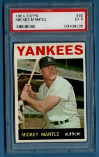 Mickey Mantle 1964 64 Topps Baseball 50 Sp Psa 5 Ex Ny Yankees Hof Vintage