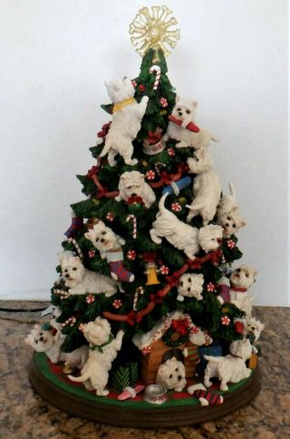 Vtg Danbury West Highland Terrier Westie Dog Lighted Christmas Tree W/ Box