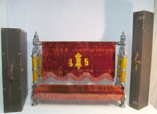 Vintage Funeral Ornate Kneeler Casket Prayer Rail Prie Dieu Kneel Bench W/cases