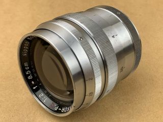 Nikon 8.  5cm F/2 Nikkor P.  C.  Vintage 85mm Leica M39 Screw Mount Lens -