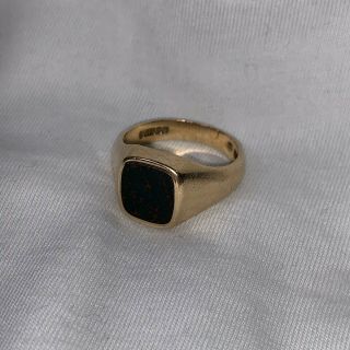 Vintage 9ct Gold Henry Griffiths & Sons Bloodstone Signet Ring 7.  8g Size T 9 3/4