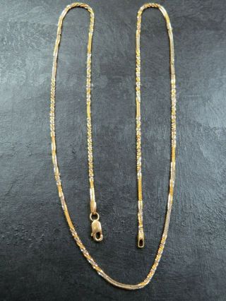 Vintage 18ct White & Yellow Gold Fancy Link Necklace Chain 18 1/2 Inch C.  1990