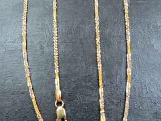 VINTAGE 18ct WHITE & YELLOW GOLD FANCY LINK NECKLACE CHAIN 18 1/2 inch C.  1990 3