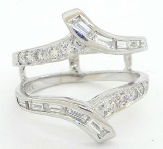 Vintage Platinum/14k Wg 0.  80ct Vs1/f Diamond Wedding Engagement Jacket Size 6