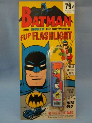 Vintage 1966 Batman And Robin Toy Flippo Flashlight Bantam Lite