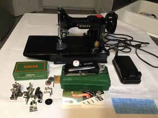 Vintage 1957 Singer Featherweight 221 - 1 Portable Electric Sewing Machine In Case