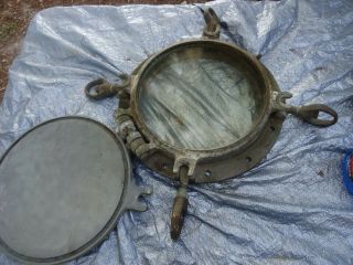 Vintage Brass Marine 4 Keys Porthole Rare With Hatch 12 Inch Glass