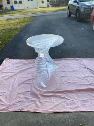 Vintage Mid Century Modern Acrylic Lucite Spiral Table 2