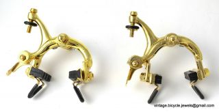 Vintage LUXURY Race Bike Eroica Campagnolo RECORD BRAKES CLIPS GOLD PLATED 2
