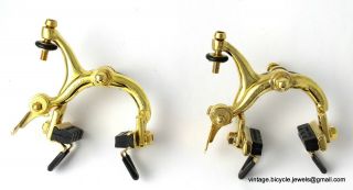 Vintage LUXURY Race Bike Eroica Campagnolo RECORD BRAKES CLIPS GOLD PLATED 3