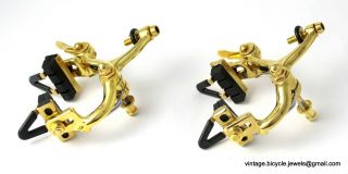 Vintage LUXURY Race Bike Eroica Campagnolo RECORD BRAKES CLIPS GOLD PLATED 6