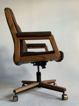 Vintage Mid Century Danish Office Arm Chair Walnut Casters Executive Adjustable