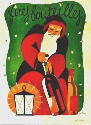 Vintage Poster Nicolas Fine French Wine Santa 1949